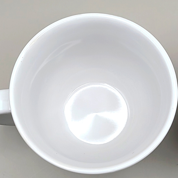 White Mugs with a Classic Black Fleur-de-lis, Set of 2 - Picture 3 of 6